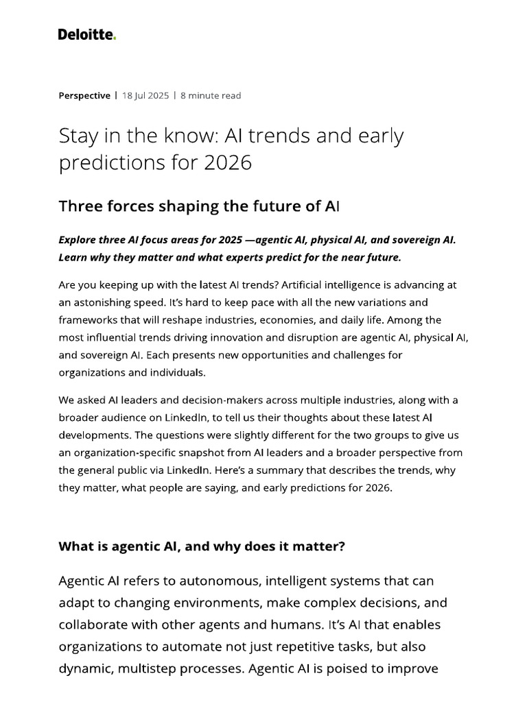 Stay in The Know - AI Trends and Early Predictions For 2026 | PDF