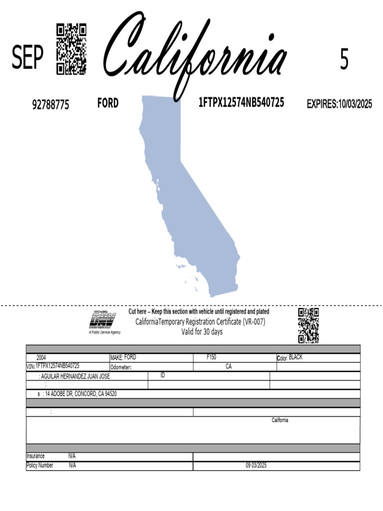 California Vehicle Registration Document | PDF | Motor Vehicle | Driving