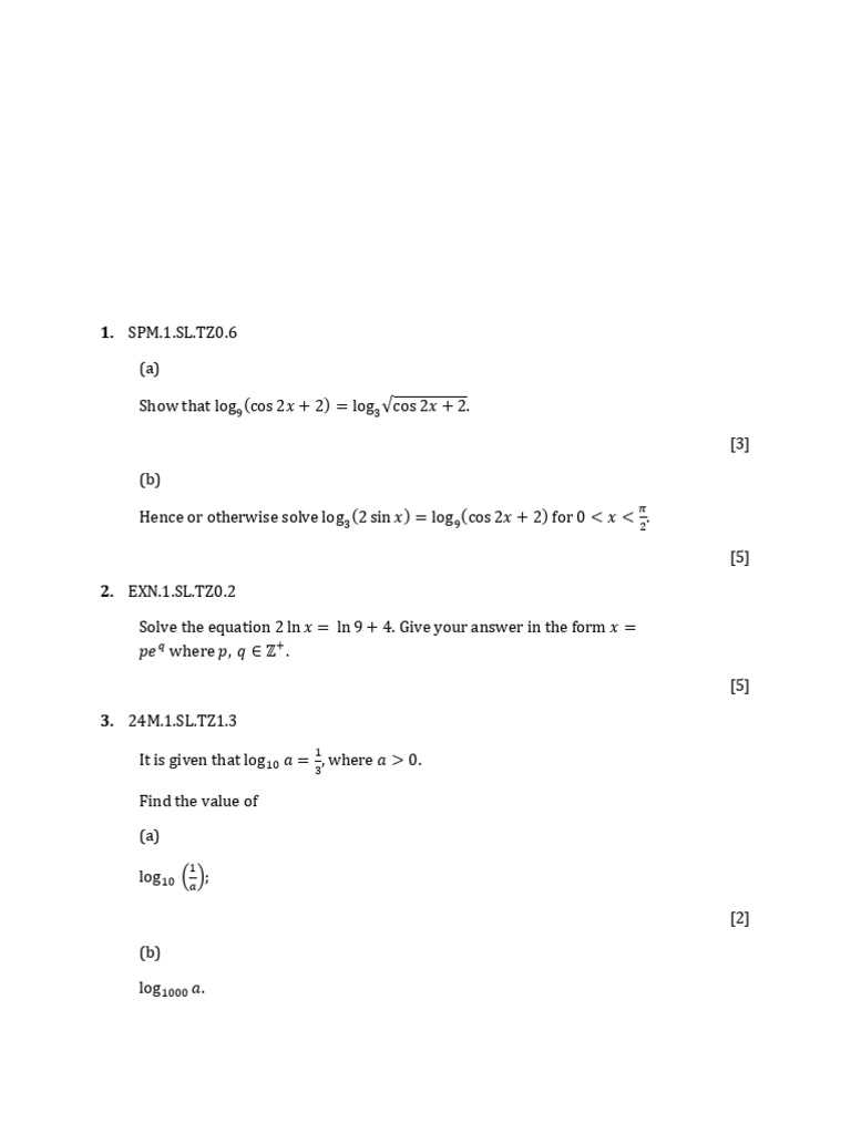 Logarithm Laws and Function Exam Questions | PDF | Function ...