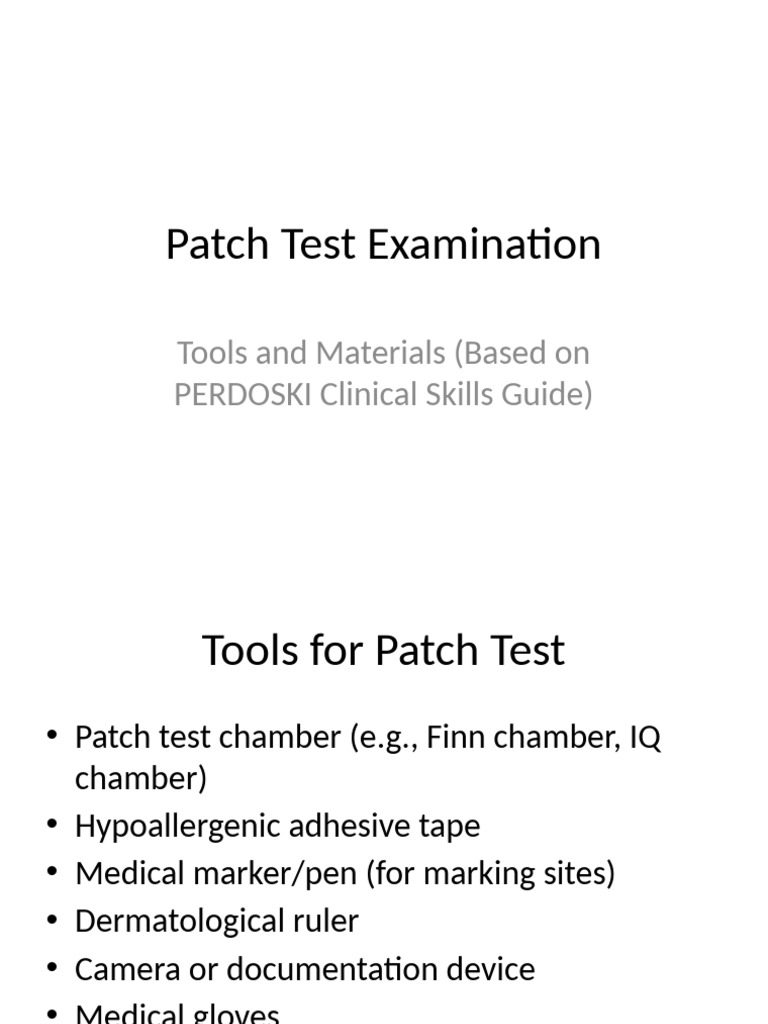 Patch Test Tools Materials Perdoski | PDF