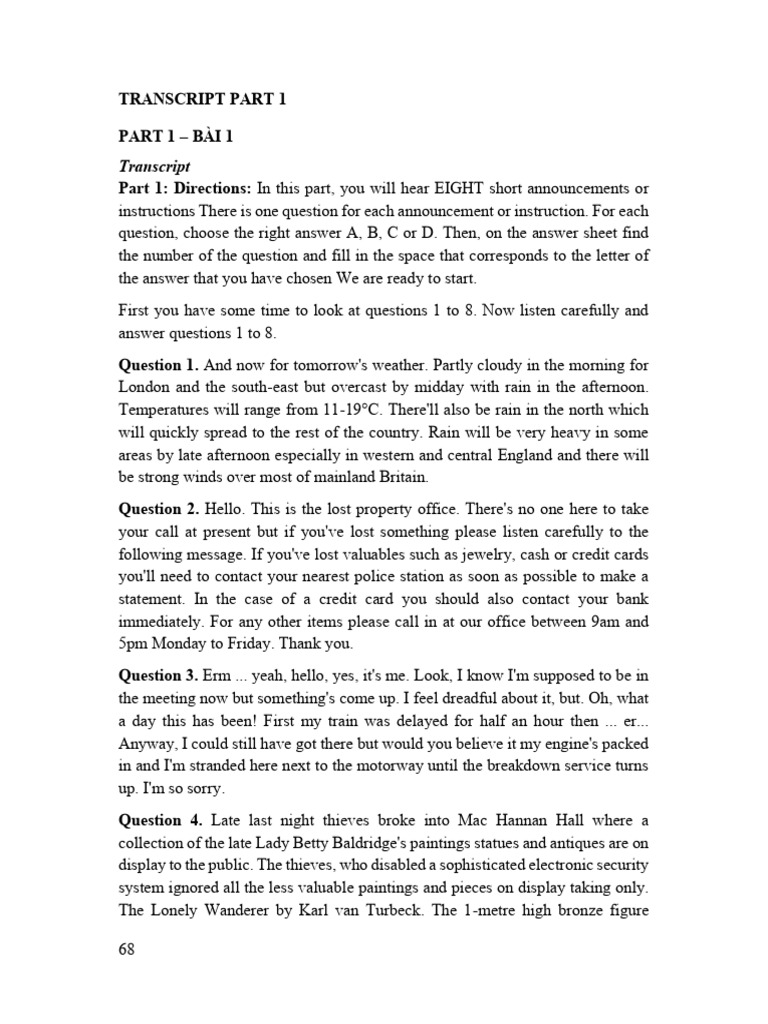 Transcipt Vstep | PDF | Meal | French Fries