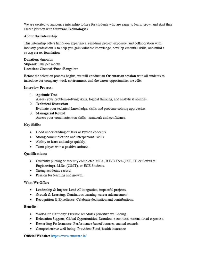 Internship JD | PDF