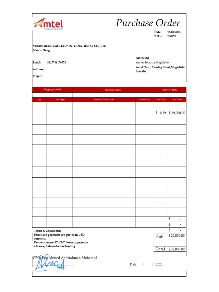 Purchase Order: Half SIM Card With Paper Pouch | PDF