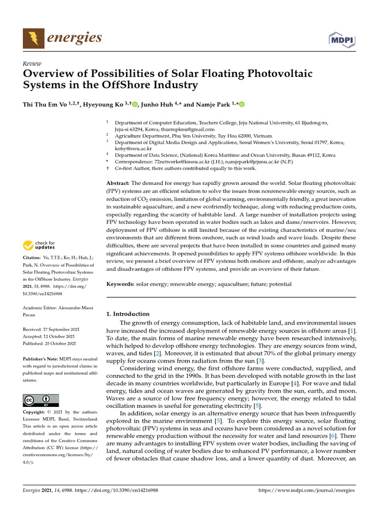 Offshore Solar Floating PV Systems Review | PDF | Photovoltaics ...