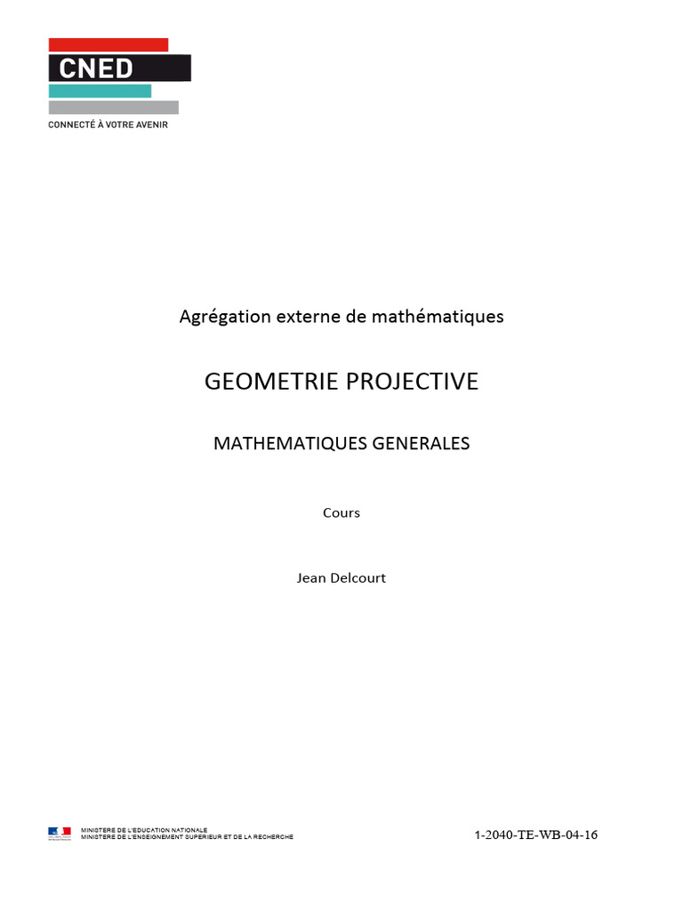 Cours de géométrie projective pour l'agrégation | PDF | Géométrie ...