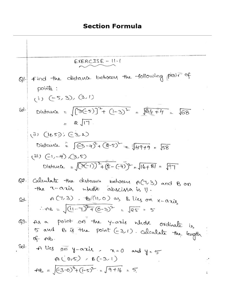 Section Formula Notes | PDF