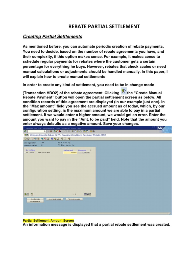 Rebate Partial Settlement Accrual Rebate (Marketing)