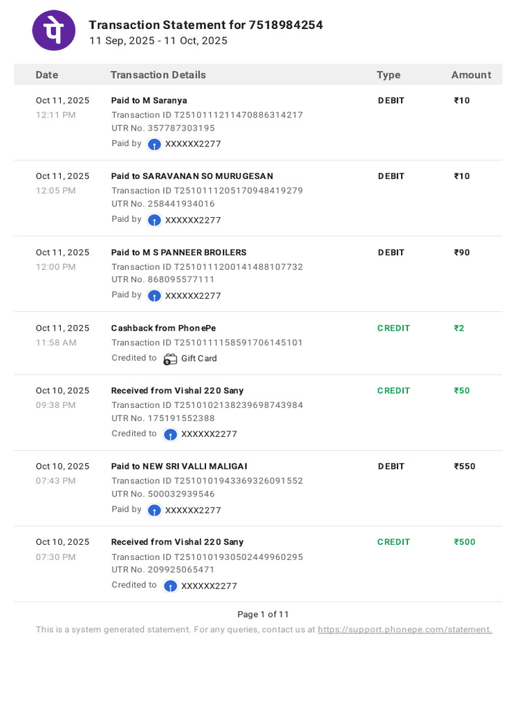 Transaction Statement Summary | PDF | Credit Card | Debit Card