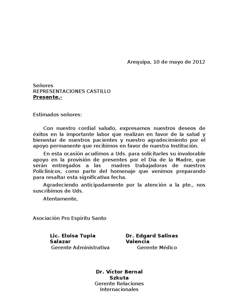 Carta Solicitud Dia De La Madre