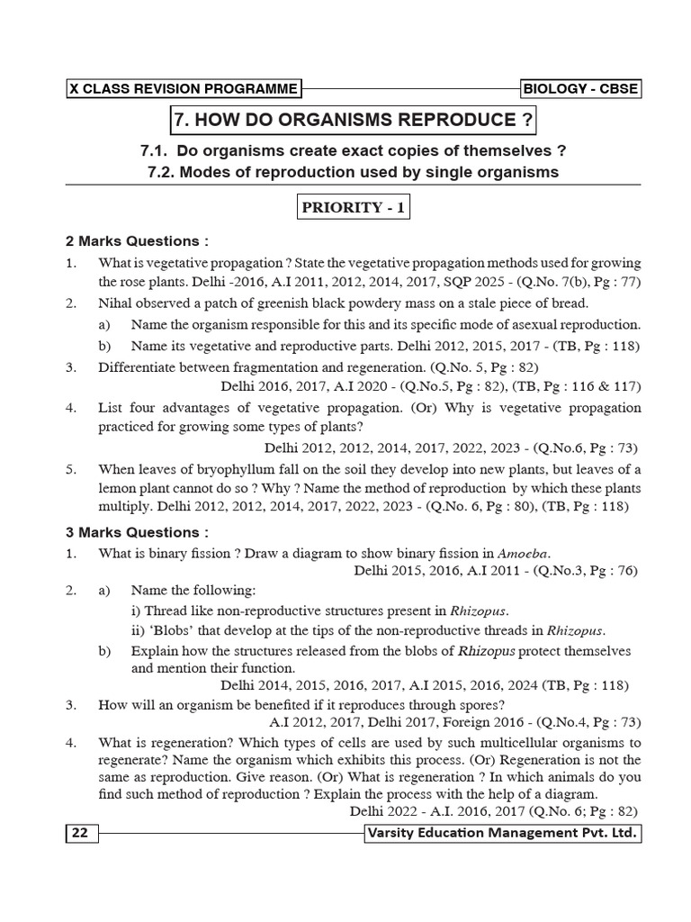CBSE Class 10 Biology Reproduction Guide | PDF | Fertilisation ...