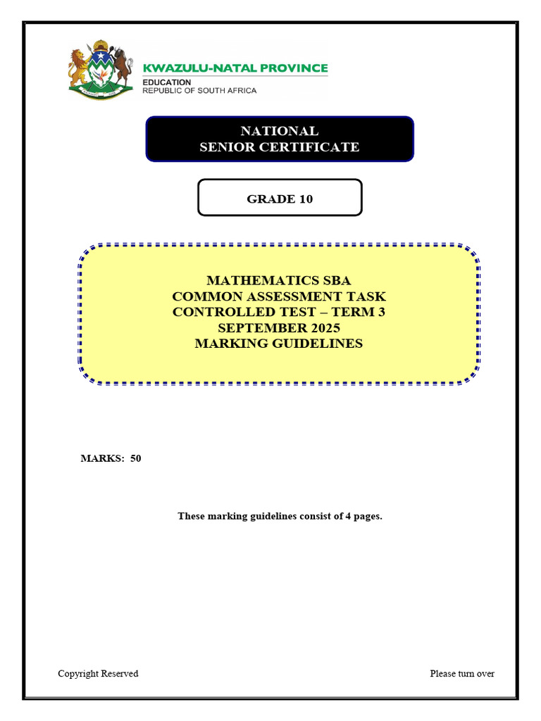 Grade 10 Mathematics SBA Guidelines 2025 | PDF | Descriptive Statistics