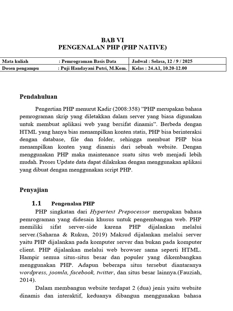 Pengenalan Dasar PHP untuk Web Dinamis | PDF