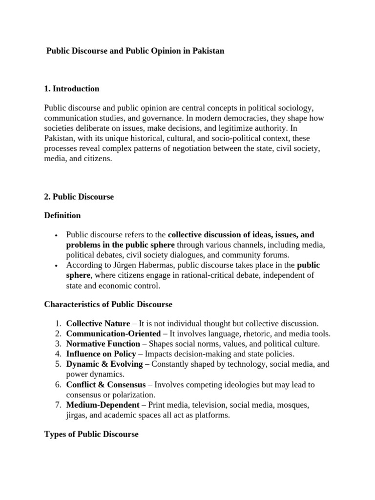 Defining Public Discourse in Pakistan | PDF | Public Sphere | Public ...