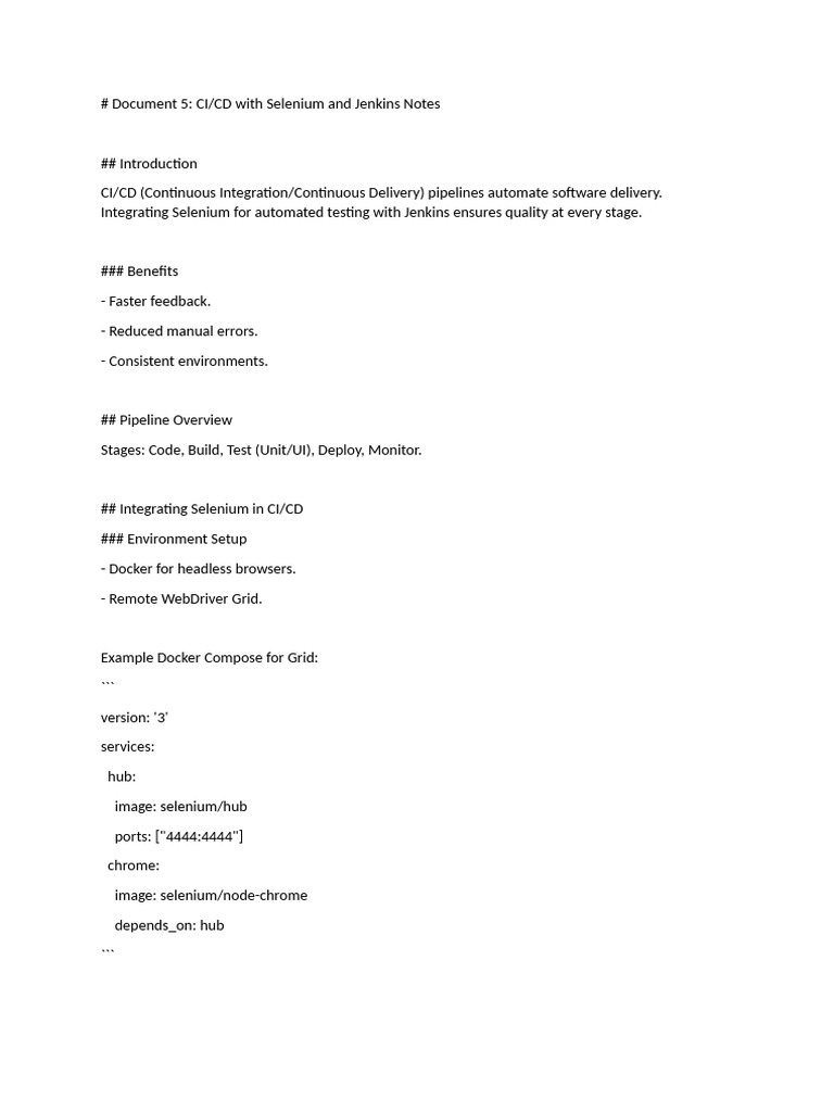 CI/CD with Selenium and Jenkins Guide | PDF
