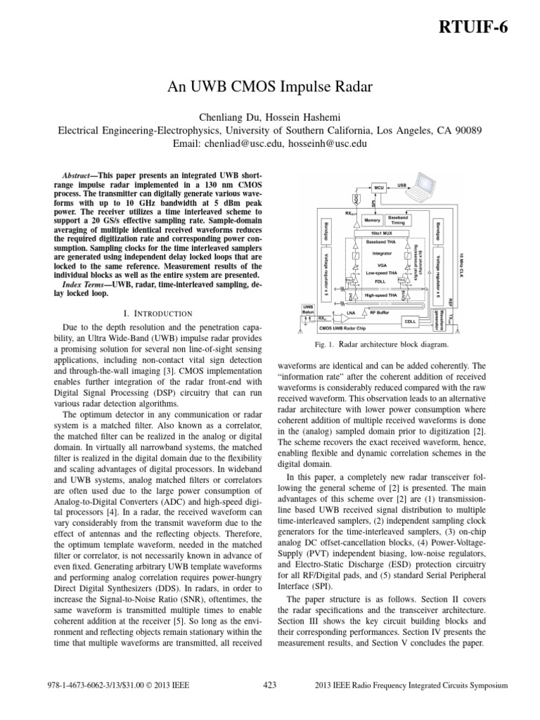 Integrated UWB CMOS Impulse Radar Design | PDF | Ultra Wideband | Radar