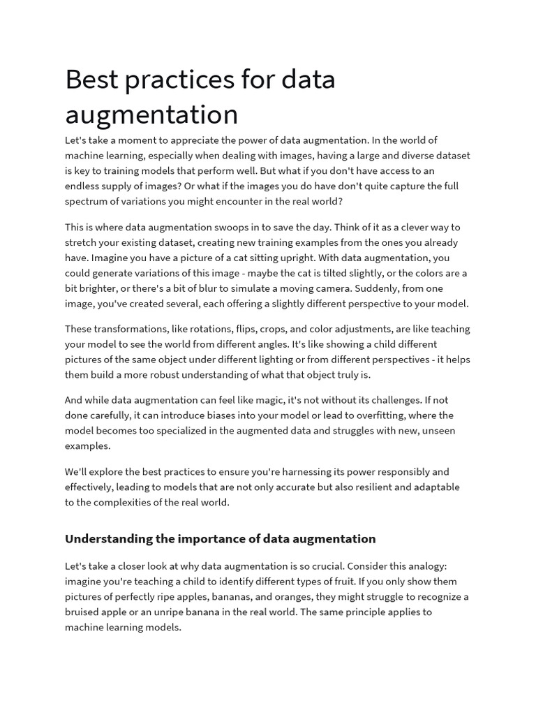 Best Practices For Data Augmentation | PDF | Data | Machine Learning