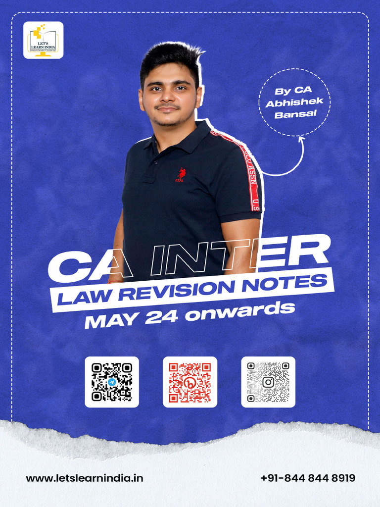 CA Inter Law - Revision Notes Changes | PDF