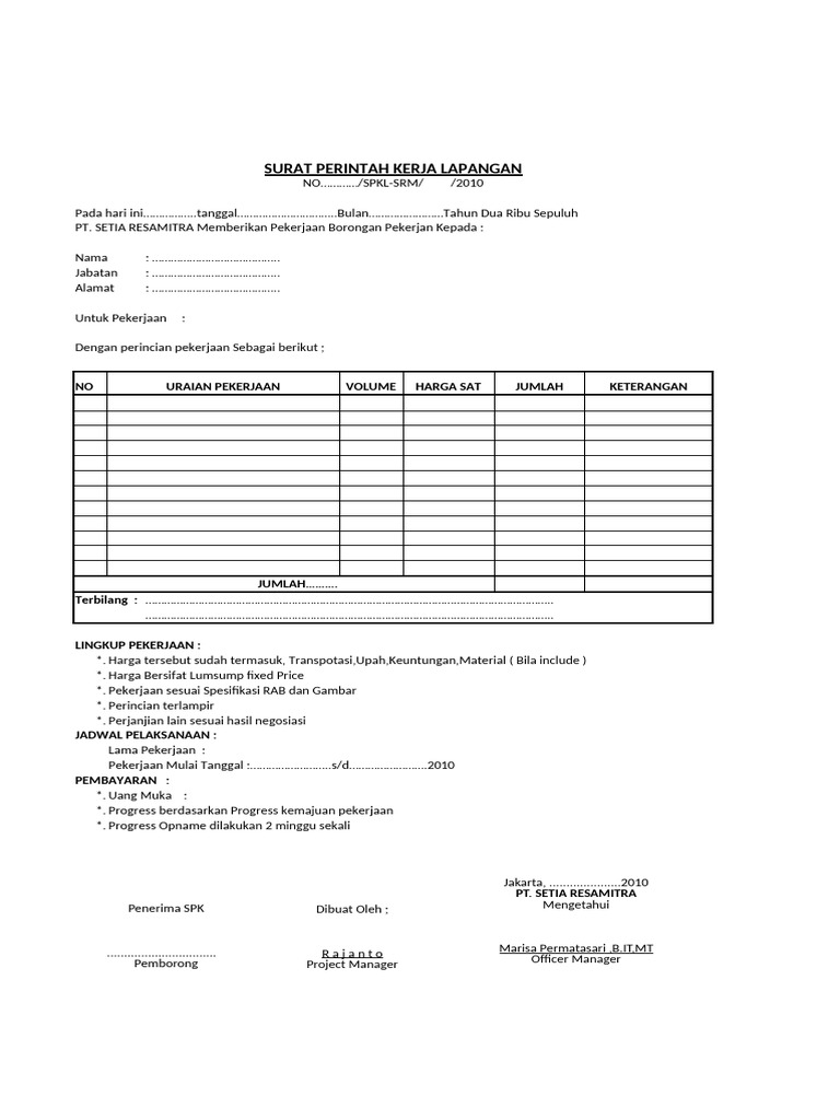 Format Spk Mandor | PDF