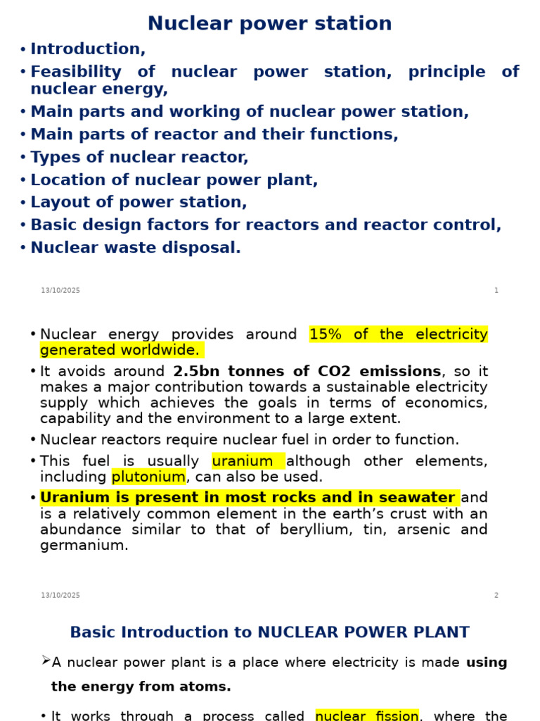 Overview of Nuclear Power Stations | PDF | Nuclear Reactor | Nuclear Fuel