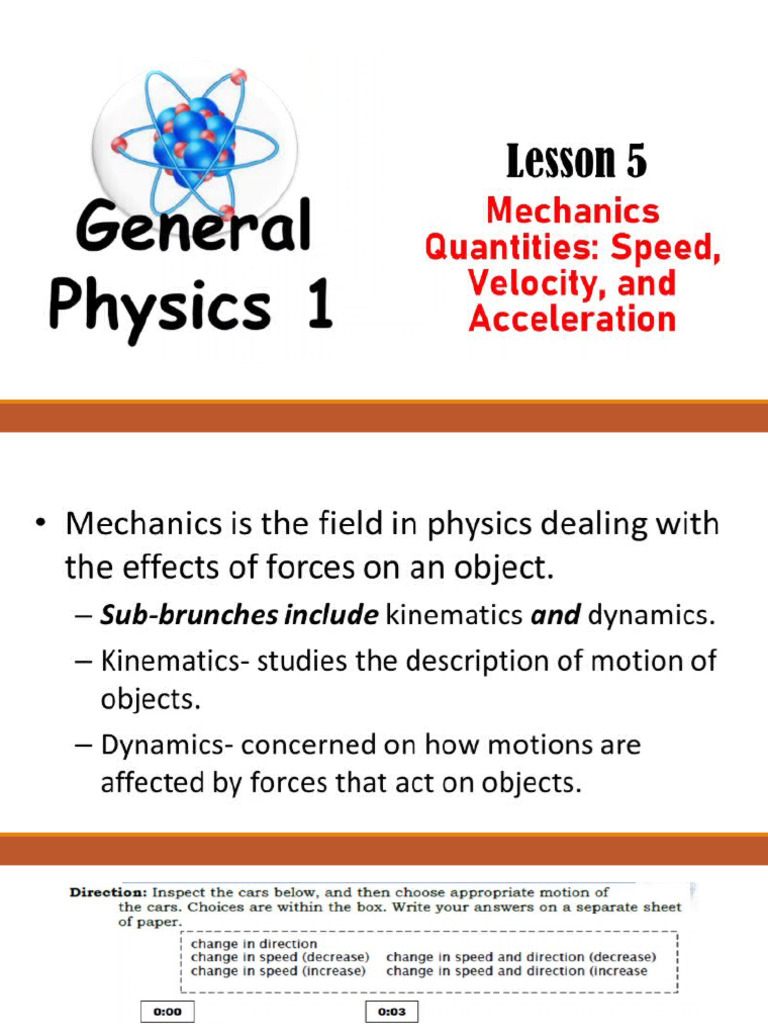 Speed Velocity and Acceleration | PDF