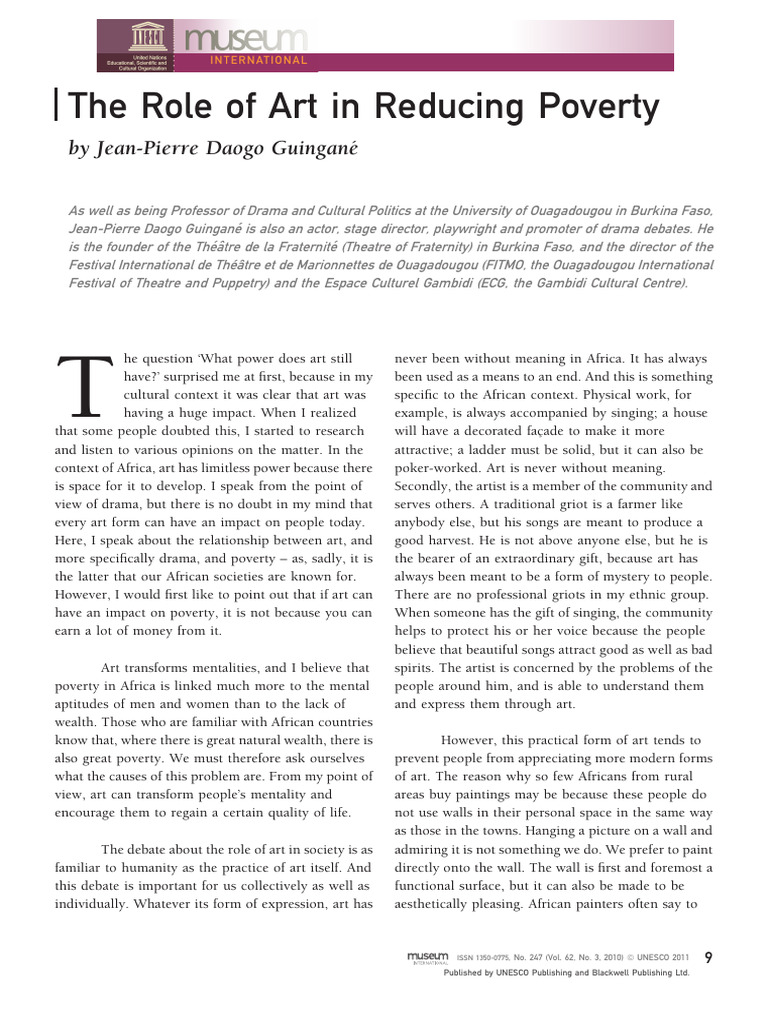 The Role of Art in Reducing Poverty | PDF | Poverty | Poverty ...