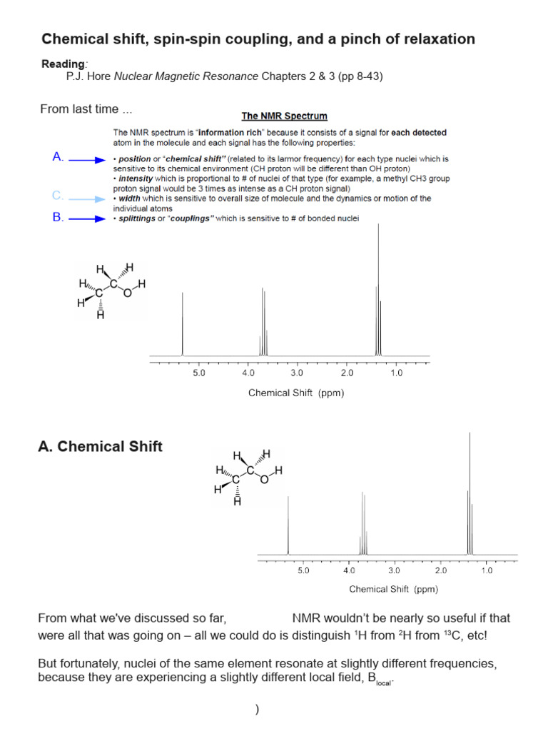 NMR Basics: Chemical Shifts & Coupling | PDF | Relaxation (Nmr ...