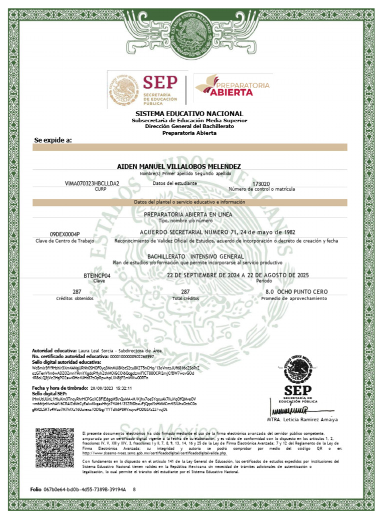 Certificado de Bachillerato en Línea | PDF