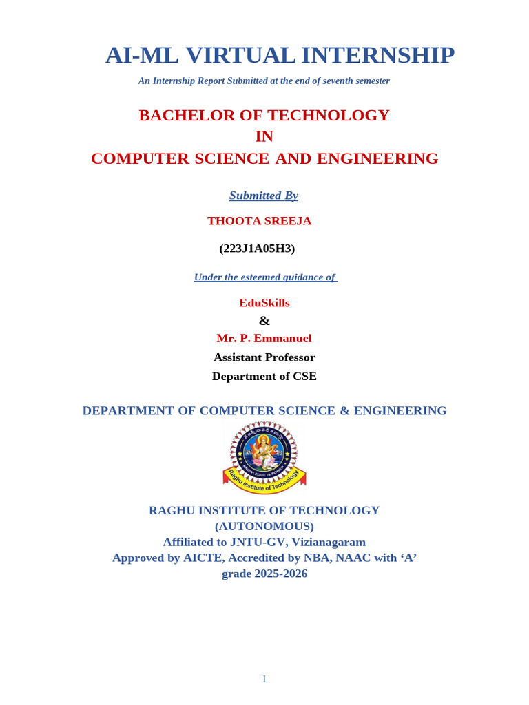 AI-ML Virtual Internship Report | PDF | Machine Learning | Artificial ...