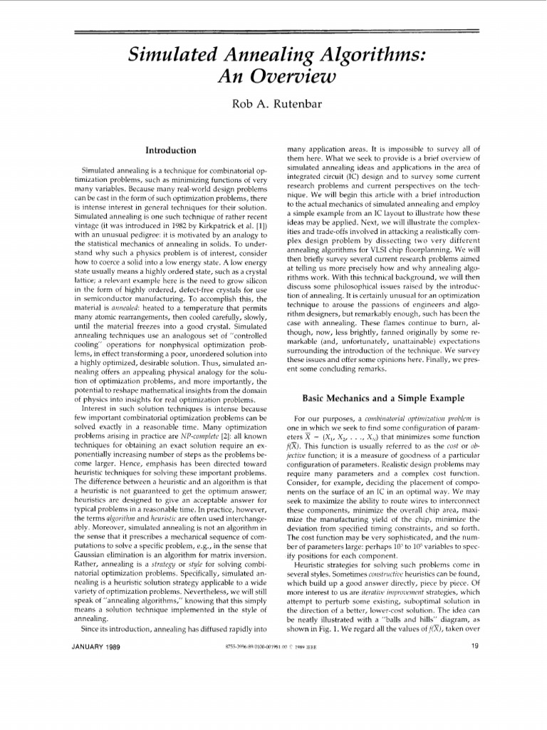 Overview of Simulated Annealing Techniques | PDF | Mathematical ...