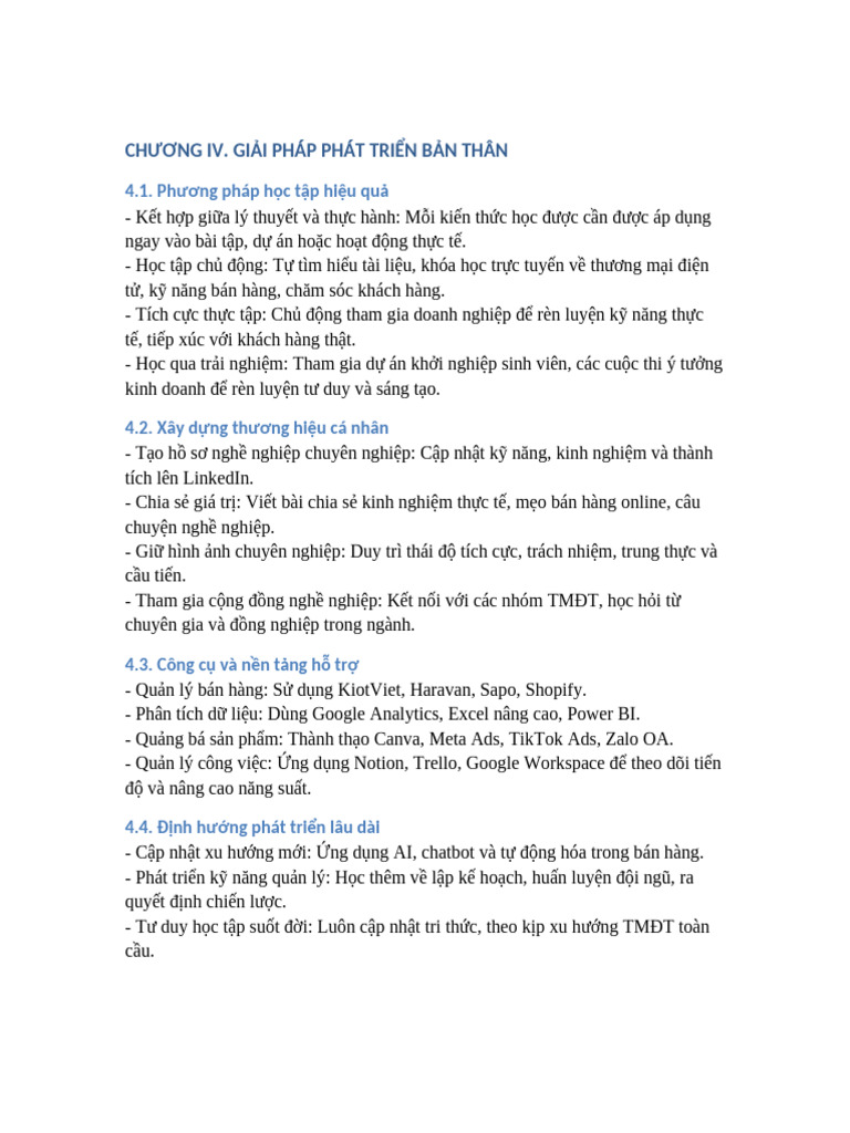 Chuong IV Giai Phap Phat Trien Ban Than | PDF