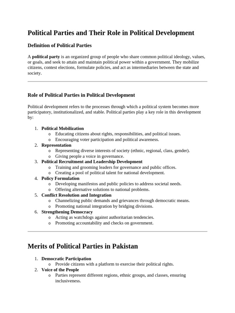 Political Parties' Impact on Pakistan's Development | PDF | Political ...