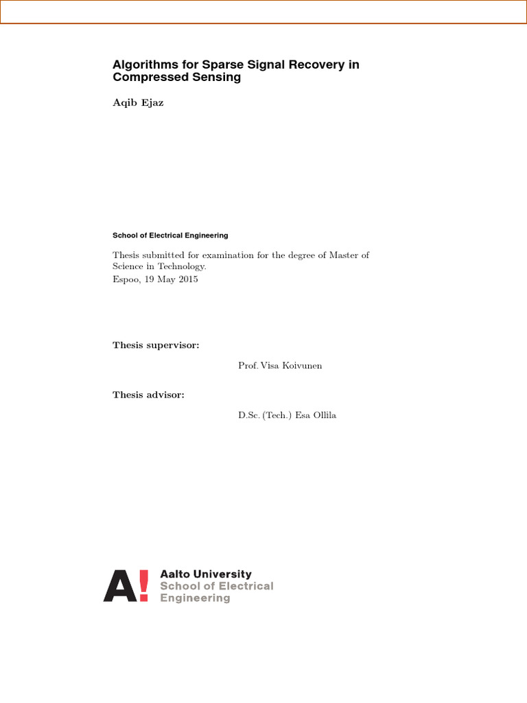 Sparse Signal Recovery Algorithms | PDF | Mean Squared Error | Algebra