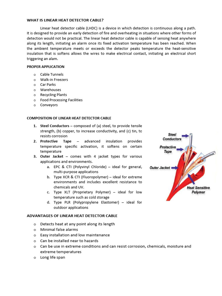Linear Heat Detector Cable Overview | PDF | Beam (Structure ...