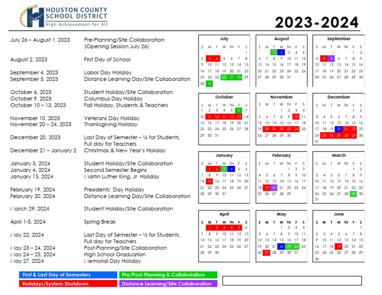 HCSD 2023-2024 Calendar Approved 6.14.2022 | PDF | Academic Term ...