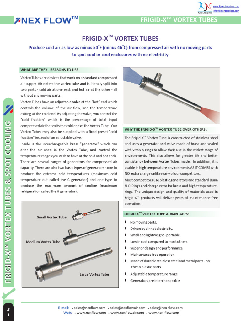 Vortex Tubes Stainless Steel Frigid X | PDF | Valve | Flow Measurement