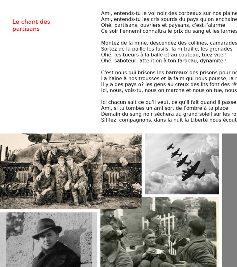 Chant des Partisans : Résistance et Liberté | PDF