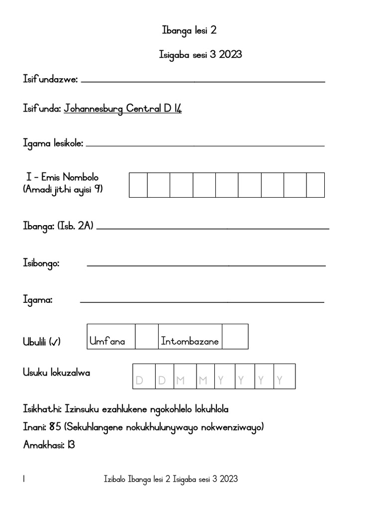 2023 Term 3 IsiZulu Grade 2 Maths Task | PDF