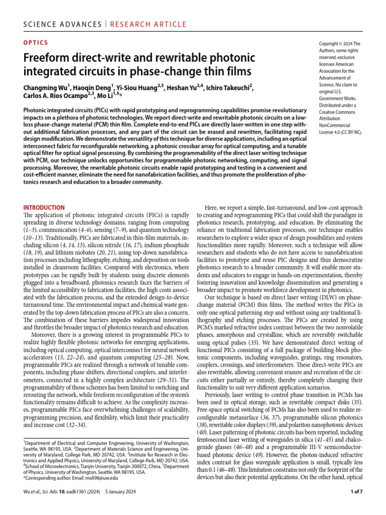 Rewritable Photonic Integrated Circuits | PDF | Photonics | Laser
