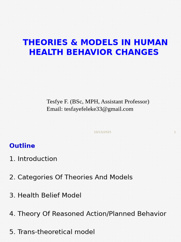 Theories of Health Behavior Change | PDF | Psychological Theories ...