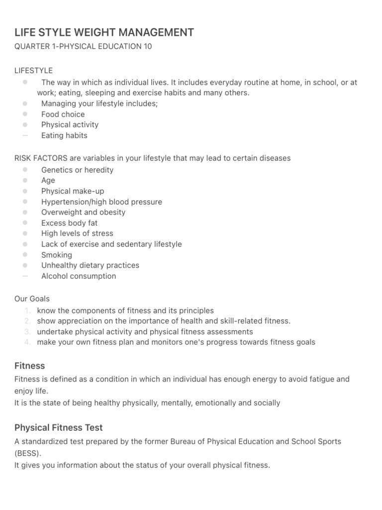 Life Style Weight Management | PDF | Physical Fitness | Obesity