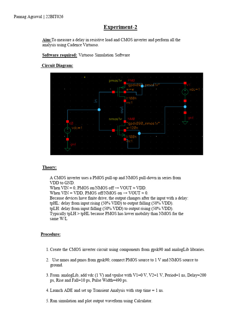 CMOS Inverter Delay and Noise Margin Analysis | PDF | Cmos | Logic Gate