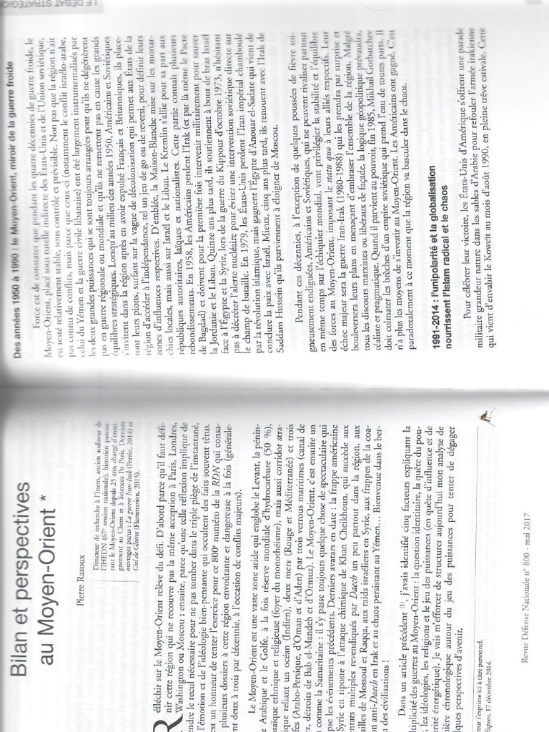 Bilan Et Perspectives Au Moyen Orient PDF