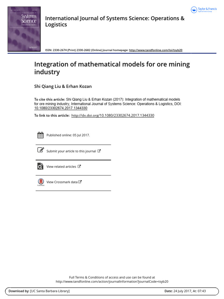 Mathematical Models for Ore Mining Integration | PDF | Mathematical ...