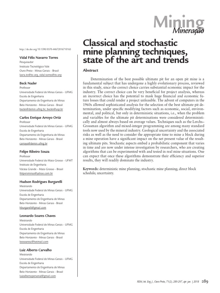 Classical and Stochastic Mine Planning T | PDF | Mathematical ...