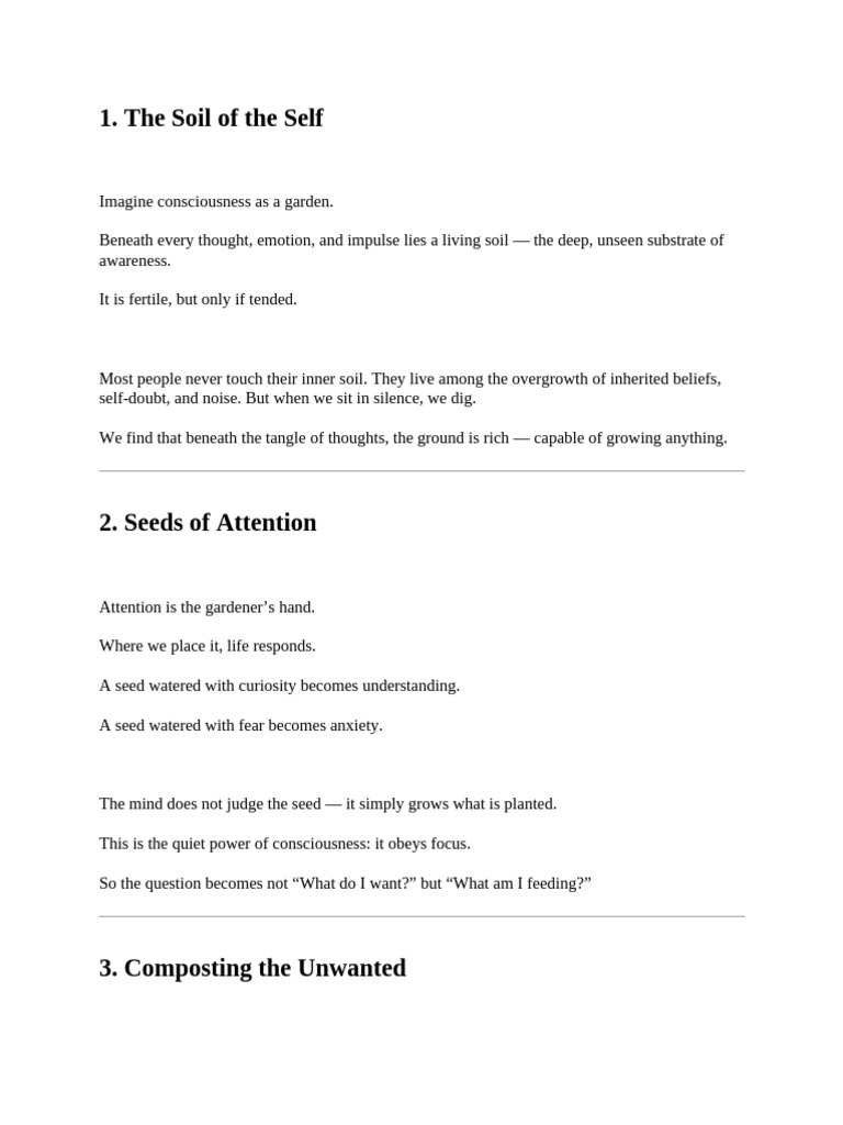 Tending the Garden of Consciousness | PDF | Thought | Consciousness