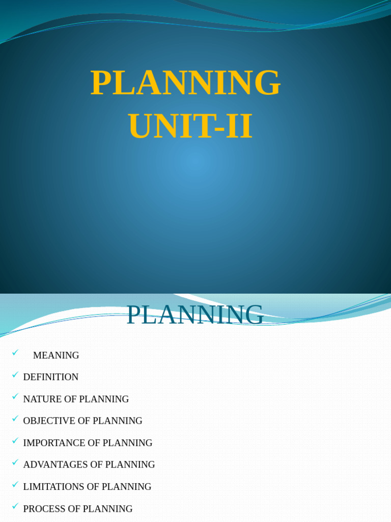 Principles of Management Planning Unit II Bcom | PDF | Planning ...