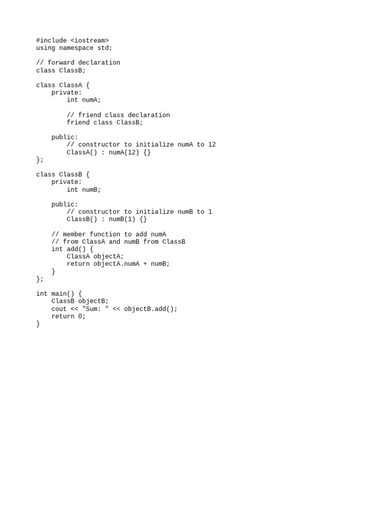 C++ Friend Class Example Code | PDF