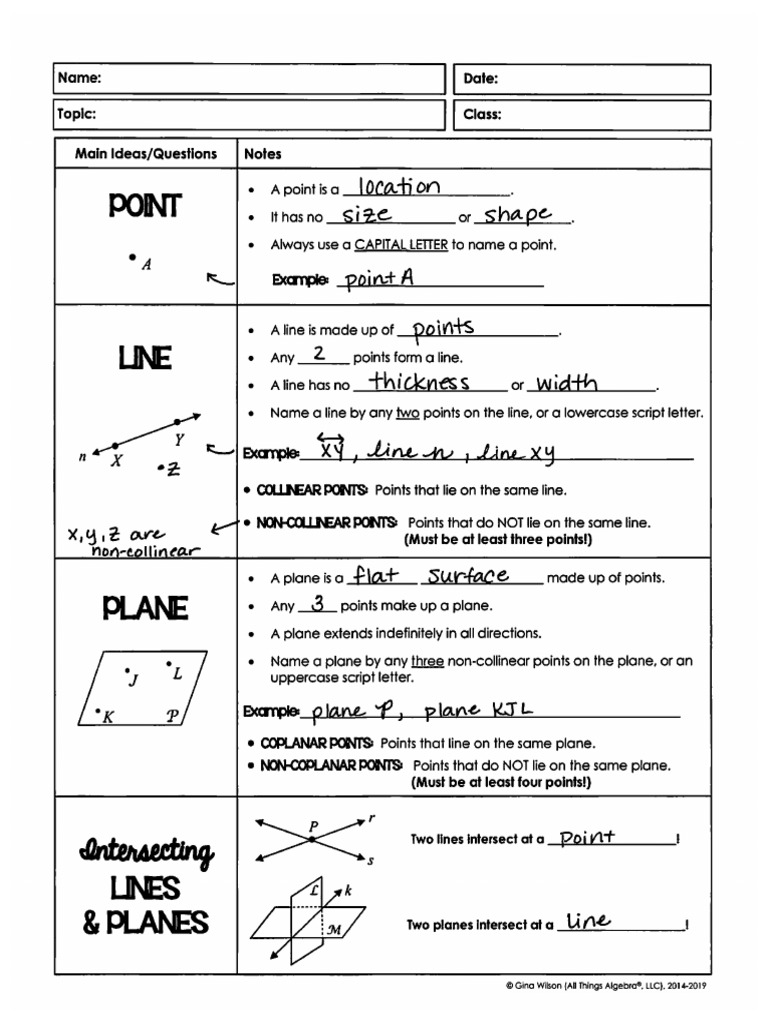 Points Lines Planes Notes Pdf