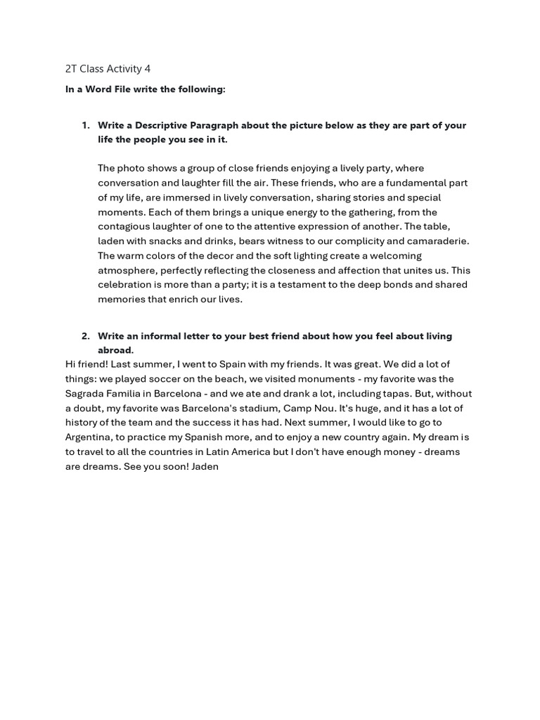 2t Class Activity 4 | PDF