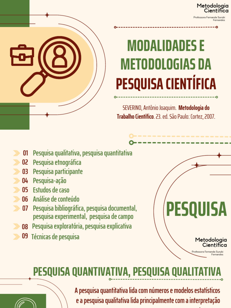 Modalidades e Métodos de Pesquisa Científica | PDF | Pesquisa ...